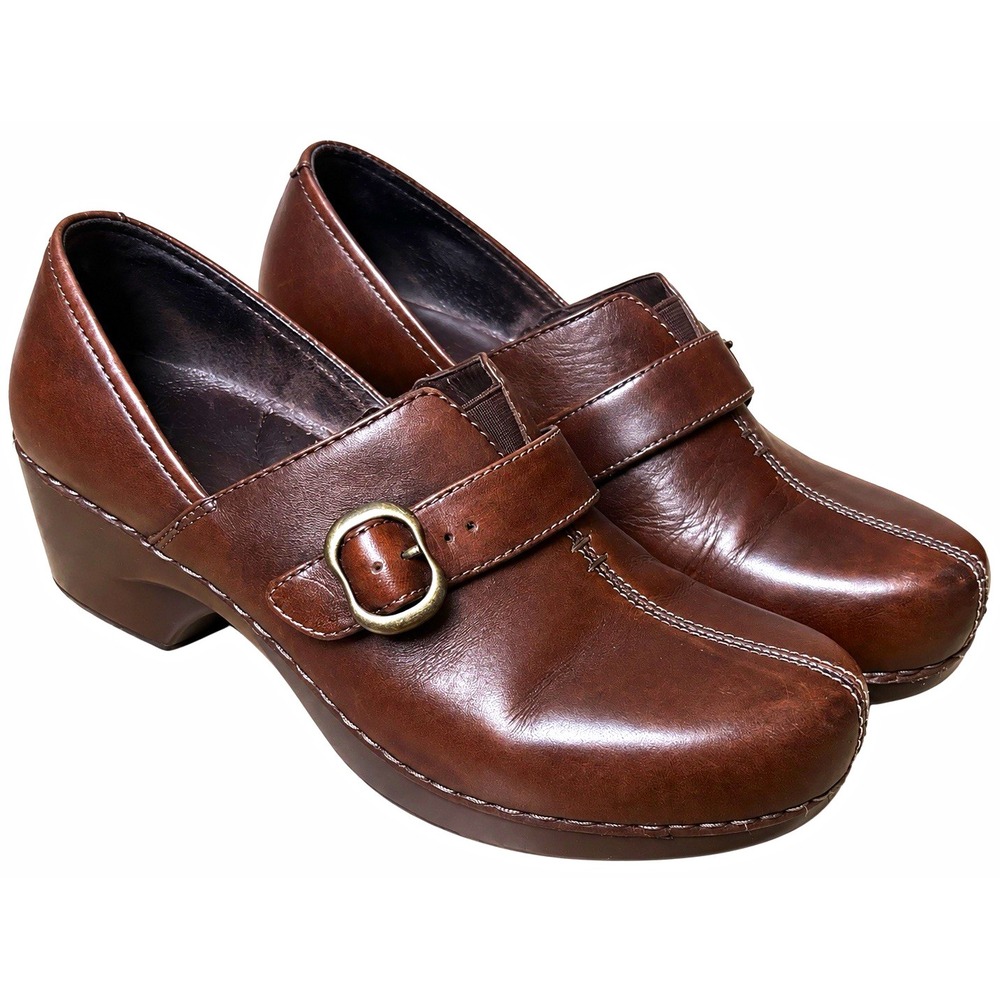 Dansko Tamara Brown Leather Mary Jane Buckle Comfort Shoes Women's 7.5 EU38